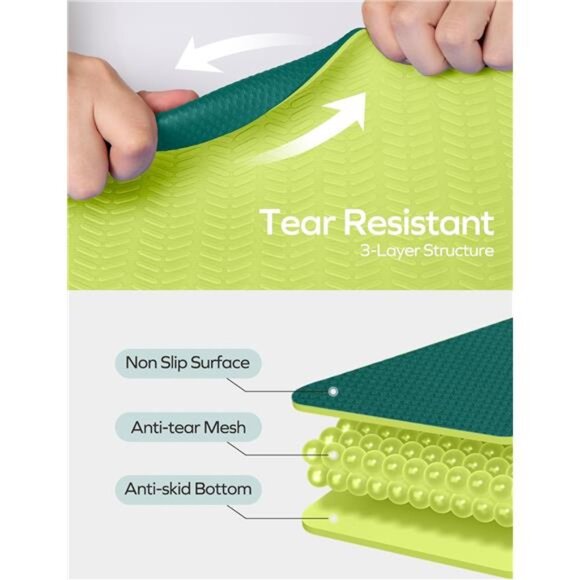 Eco Friendly Yoga Mat Thick TPE Yoga Mat Non Slip Yoga Mats Anti-tear Exercise - Picture 4 of 7